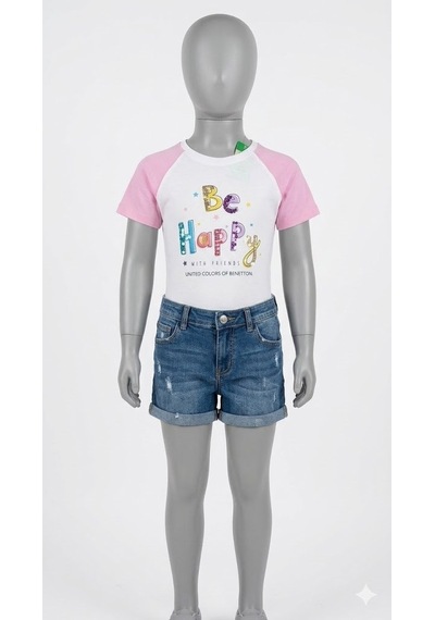 Benetton Kız Çocuk Beyaz Tshirt