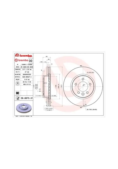 Fren Dıskı On Dıscovery 3 L319 04 09 Dıscovery 4 L319 09 18 Brembo Sdb000602/ Sdb000604/ Sdb500120