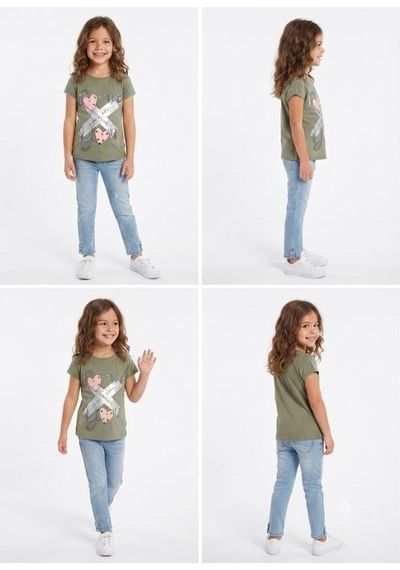 Stsahra Kız Çocuk Haki T-shirt
