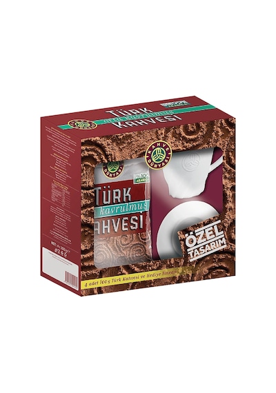 Kahve Dünyası Türk Kahvesi Orta Kavrulmuş 4x100 G + Fincan Hediyeli X 2 Adet Öğütülmüş