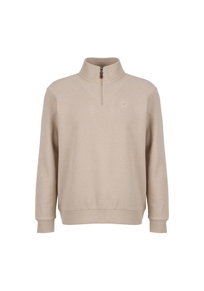 Mustang Bej Erkek Fermuarlı Basic Nakışlı Sweatshirt M6wm-swt1591