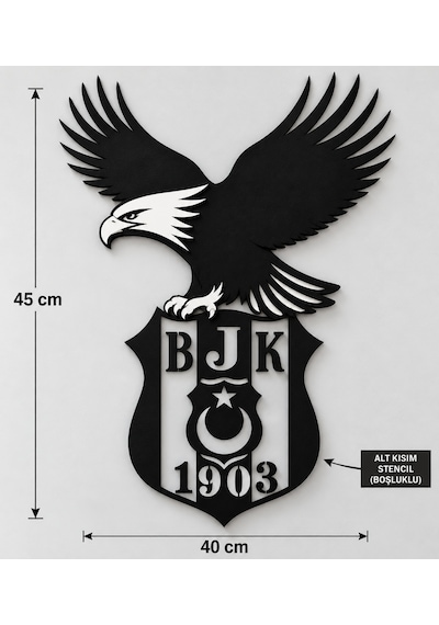Beşiktaş Kartal Stencil Duvar Dekoru 40x45 Cm 3mm