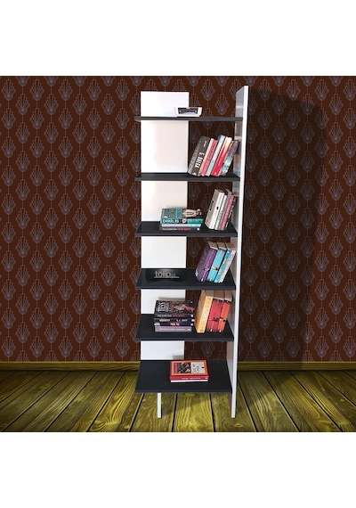 6 Raflı Köşe Kitaplık Dekoratif Köşe Kitaplığı Tlpk03s 001