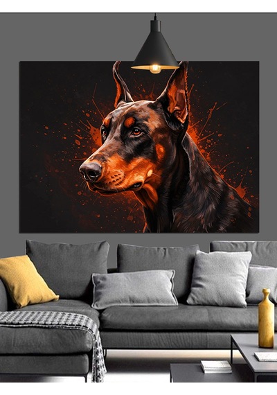 Doberman Köpek Cesur Duruş Dekoratif Kanvas - Mdf Ahşap Tablo