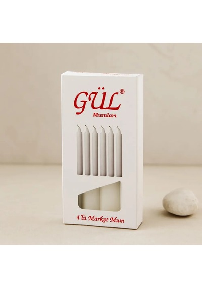 Jenerik İnce Gül Mum 12 Cm 4'lü Beyaz