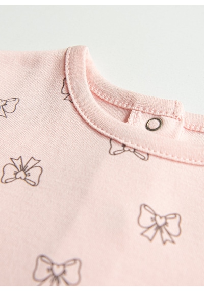 Kitikate Organik Fiyonk 2'li Pijama Takımı Pembe Pembe