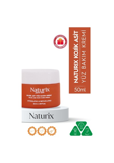Naturix Kojik Asit Yüz Bakım Kremi - Leke Karşıtı, Aydınlatıcı, Cilt Tonu Eşitleyici, Niacinamide 50ml