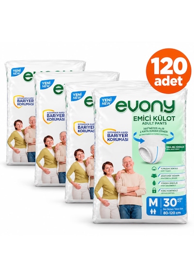 Emici Külot Yetişkin Hasta Bezi M Beden 120 Adet 80-120 Cm Sızdırmaz Bariyer Korumalı
