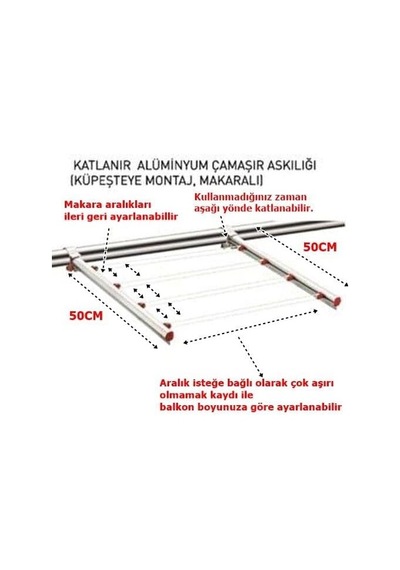 Ayrex Alüminyum Balkon Çamaşır Kurutma Askısı Katlanır Genel