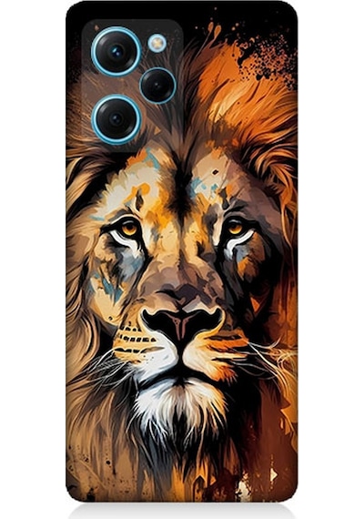 Xiaomi Poco X5 Pro Uyumlu Silikon Kılıf Sarı Kırmızı Kral Aslan