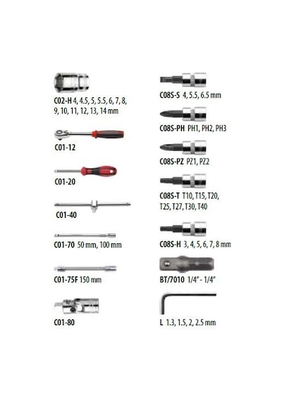 Ceta Form C00-46ph2 46 Parça 1/4” 6 Köşe Lokma Takımı (metal Kutu