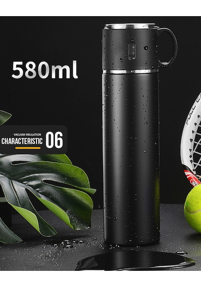 Paslanmaz Çelik Termos 500 ML Gri 3 Bardaklı Termos Seti