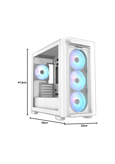 A23 Plus Tg Argb Beyaz Tempered Glass Usb 3.2 Matx Mid Tower Gaming Oyuncu Kasa