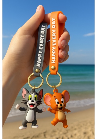 2li Tom & Jerry 3d Silikon Büyük Anahtarlık Seti Hediyelik Çanta Aksesuar