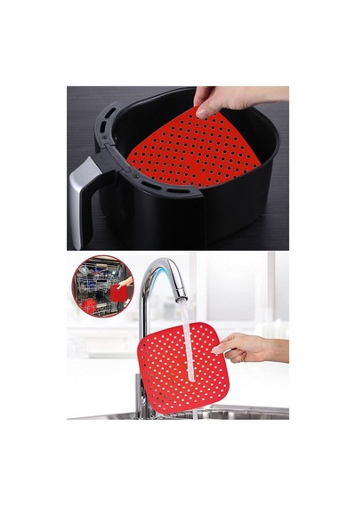 150 Adet Kare Model Pişirme Kağıdı Ve Silikon Airfryer Matı 21,5 Cm Plastik Beyaz Diğer