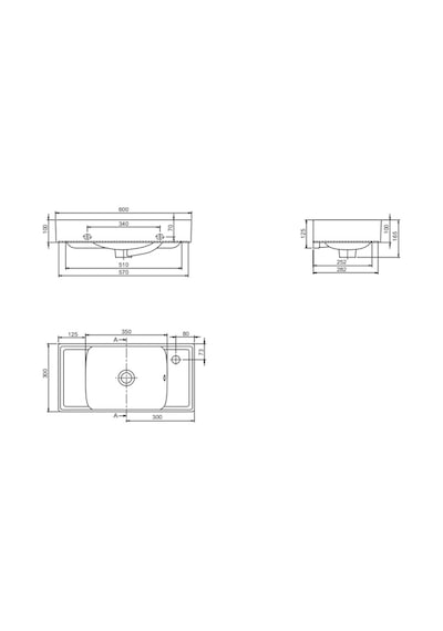 Turkuaz Seramik Cerastyle Sharp 60 x 30 CM Etajer Uyumlu Lavabo