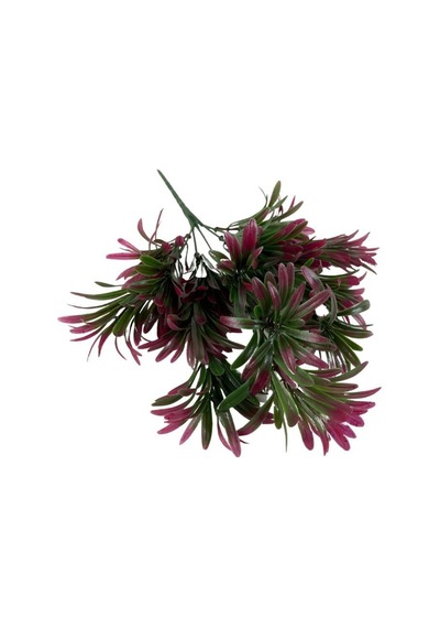 Yapay Çiçek Yeşil Bordo Renk Podocarpus Demeti 7dal 48 Çiçek Garnitür Aradal Dekoratif Yapay Bitki