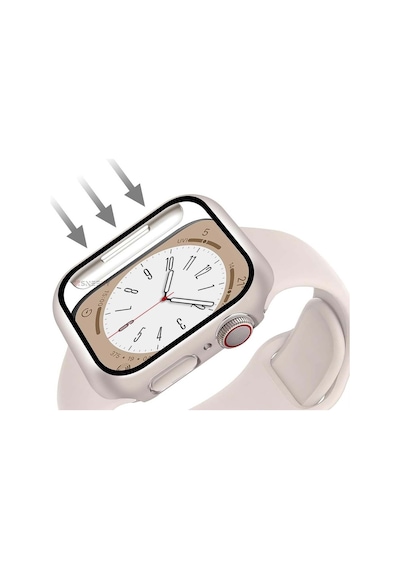 Apple Uyumlu Watch 45mm 7 8 9 Se Seri Starlight 360 Derece Koruma Ve Temperli Cam Ekran Koruyucu