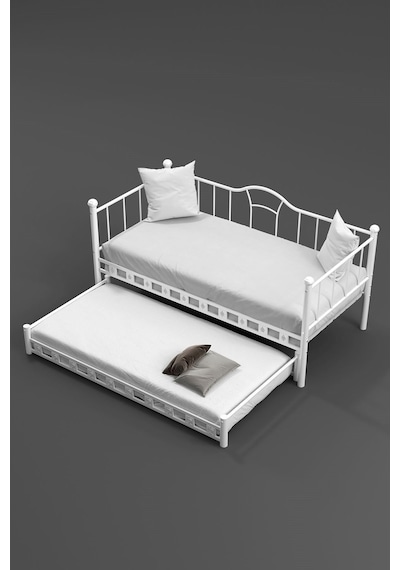 Argimo Kamelya Yavrulu Daybed Sedir Beyaz Karyola 90x190