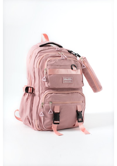 Ventis Qualty Okul Çantası Su Geçirmez Klinkır Kumaş Unisex Sırt Çantası Model 7c Pembe