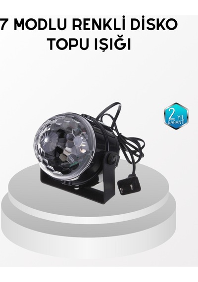 7 Renk Modlu Müzik Sensörlü Disko Topu Led Işıklı Parti Aydınlatması