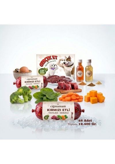 Kırmızı Etli Tahılsız Sebzeli Barf Köpek Maması 12.4 Kg - 271 G X 46