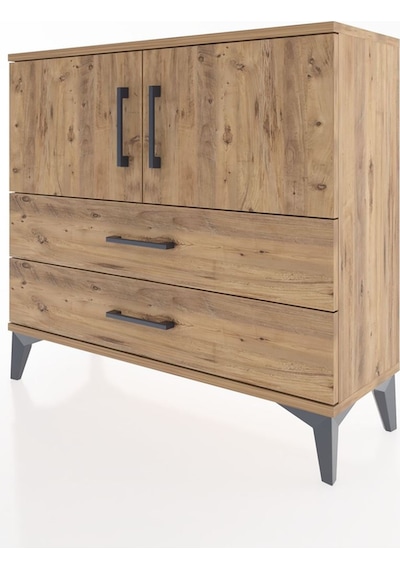 Arges Şifonyer 2 Raflı 2 Çekmeceli 2 Kapaklı 88x30x80 Çam-çam Çam