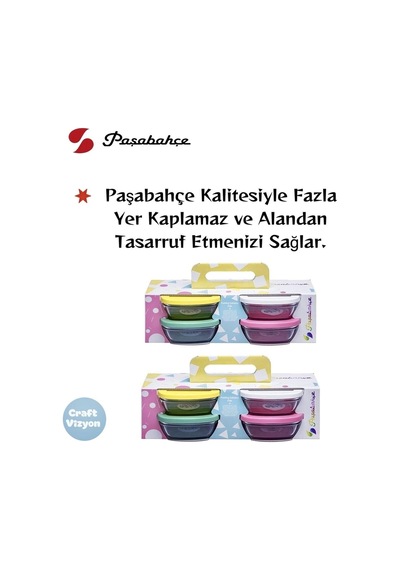 Pudding Silikon Kapaklı Cam Saklama Kabı 8'li Kahvaltılık 310cc. Fma07093