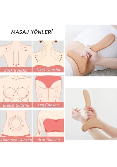 3 Ahşap Masaj Aleti Ve Akapunktur El Yapımı Lenf Drenaj Çok Renkli