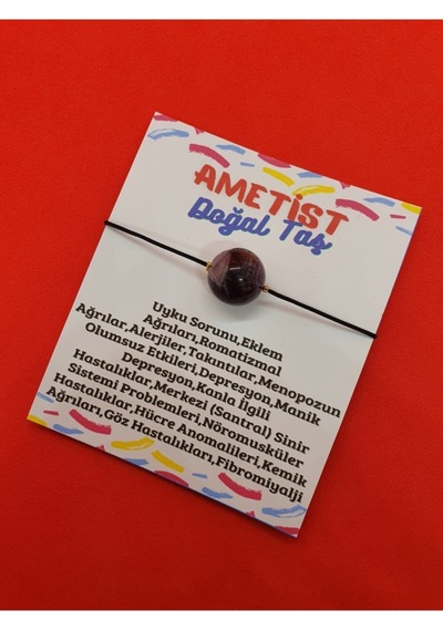 Gümüştel El Sanatları Sertifikalı Ametist Taşı Bileklik Çok Renkli