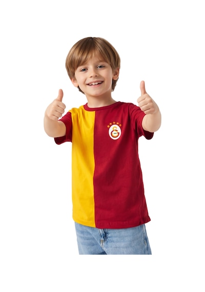Galatasaray Parçalı Sarı-kırmızı 5 Yıldız Çocuk T-shirt Kırmızı - Sarı