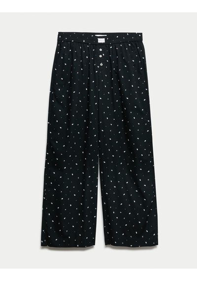 Marks & Spencer Çiçek Desenli Pijama Altı T37001825P Siyah