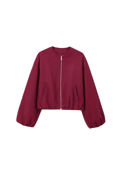 Meecy Kadın Viral Kaşe Kumaş Bomber Ceket Bordo Bordo