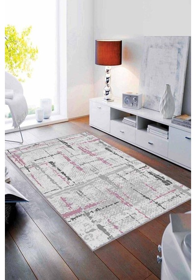Pembe Spor Kaymaz Tabanlı Makinede Yıkanabilir Halı Sy09n11