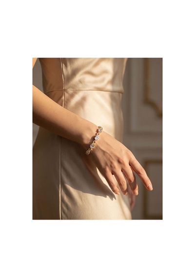 Xupıng Jewelry 14k Zirkon Taşlı Çelik Sonsuzluk Model Bileklik Sarı Sarı