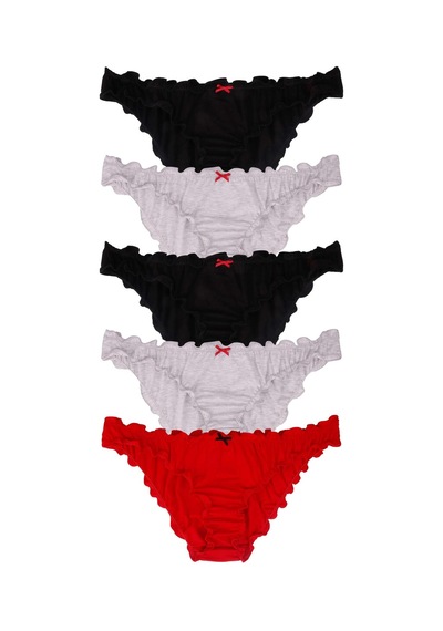 Sebatingo Kadın Külot Bikini Fırfırlı Pamuklu Çok Renkli 5 Li Paket Çok Renkli
