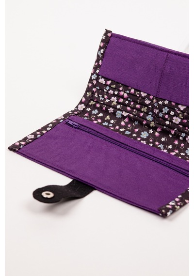 Fabric Craft Bag Kadın Cüzdan Mor Duck Kumaş Çıtçıtlı Kart Bölmeli Mor - Kahverengi