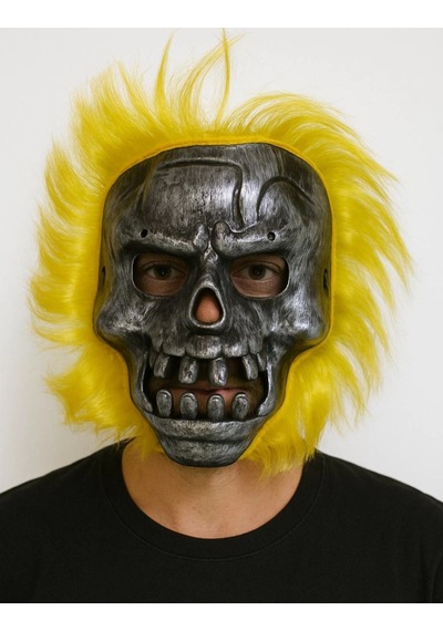 Wild Skull - Metal Kafatası Sarı Saçlı İskelet Maske +0