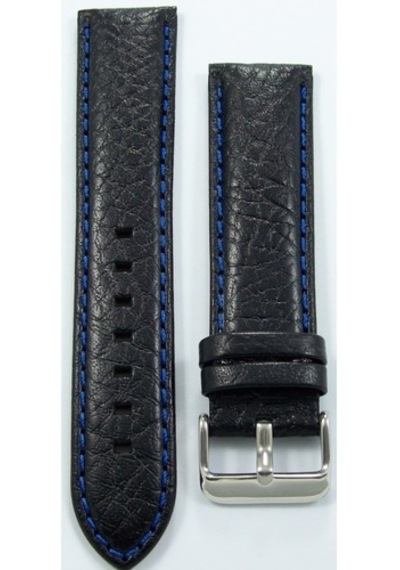 Bizon Siyah Deri Saat Kordonu 22Mm Lacivert Spor Dikişli Kayışı D (480001409)