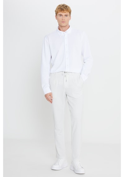 AC&Co / Altınyıldız Classics Erkek Tas 360 Her Yöne Esneyen Slim Fit Dar Kesim Beli Bağlamalı Armürlü Casual Pantolon Tas