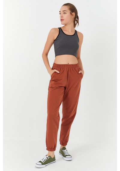 Tommy Life Antrasit Basic Sıfır Kol Dar Kalıp U Yaka Kadın Crop Top Atlet - 97160 Antrasit