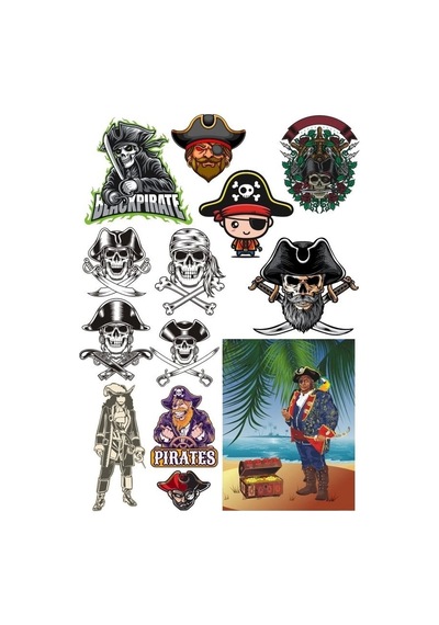 Korsan Kuru Kafa Sticker Set-2 15 Parça Telefon, Tablet, Defter, Laptop Sticker