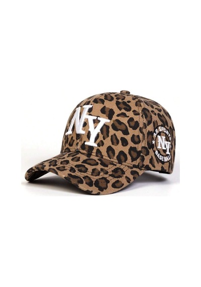 Valkyrie Koyu Leopar Desenli Ny Nakışlı Unisex Şapka Ayarlanabilir %100 Pamuk Spor Günlük Şapka Kahverengi