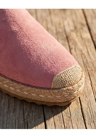 Futsishoes Lucıa Pembe Hakiki Deri Süet Dikiş Detaylı Kadın Espadril