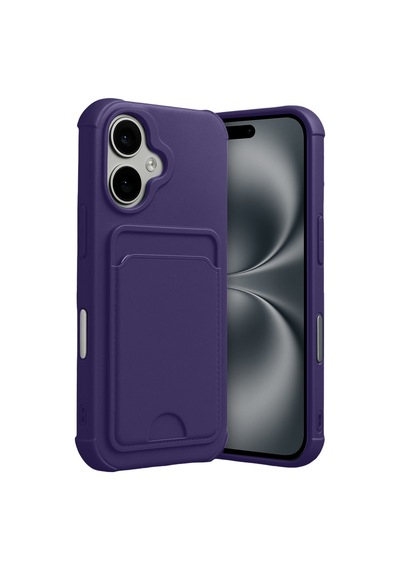 Apple iPhone Uyumlu   17 Kelvin Kartvizitli Silikon - Derin Mor