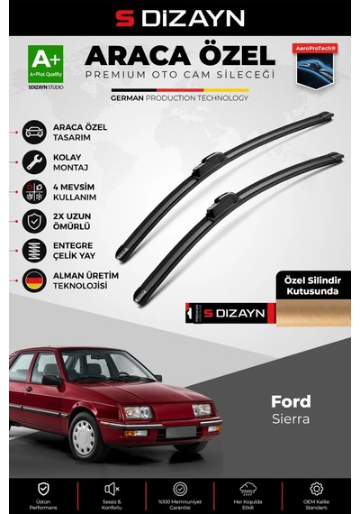 S-dizayn Ford Sierra Ön Cam Silecek Seti 1982-1993 Premium Araca Özel 50-50 Cm A+ Kalite Aocs-1843