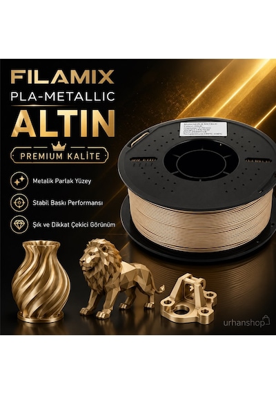 Filamix Pla Metallic Gold Filament 1.75mm 1kg Metalik Görünüm