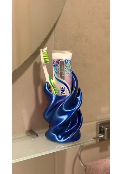 Dekoratif Spiral Diş Fırçalık Ve Macun Tutucu 3d Tasarım Banyo Aksesuarı Organizer Mor - Mavi