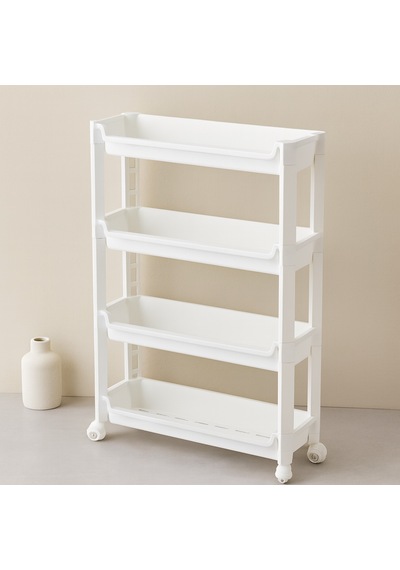 4 Katlı Tekerlekli Sepet Organizer Raf 465x145x670mm Renkli