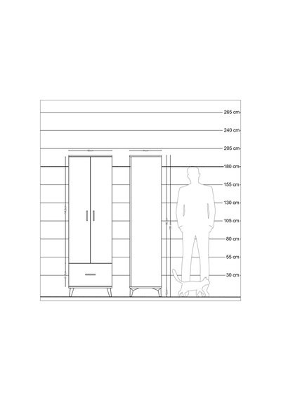 Hyperion Dolap 5 Raflı Tek Çekmeceli 2 Kapaklı 60x44x195 Aytaşı-çam Aytası